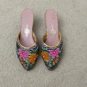 Vintage Black beaded slippers